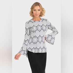 Size 6 Joseph Ribkoff White Lace Textured Top